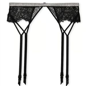 M/L XL/XXL VS Shine Strap Lace Garter Belt Black
